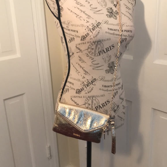 bebe Handbags - New Bebe Crossbody Wristlet Metallic Gold Purse